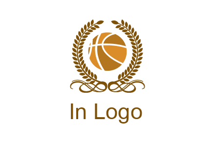 basketball inside a wreath logo