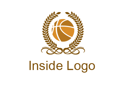 basketball inside a wreath logo