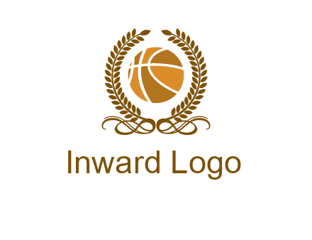 basketball inside a wreath logo