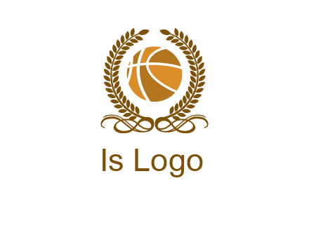 basketball inside a wreath logo