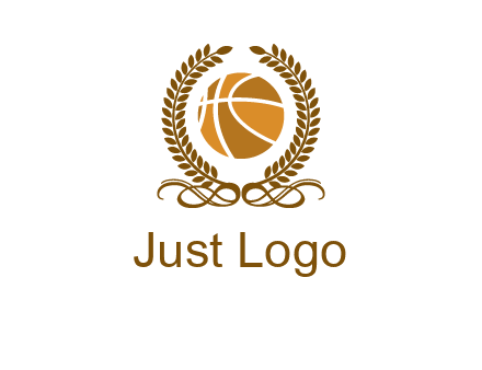 basketball inside a wreath logo