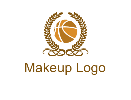 basketball inside a wreath logo