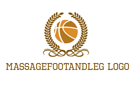 basketball inside a wreath logo