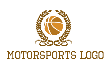 basketball inside a wreath logo
