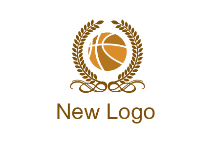 basketball inside a wreath logo