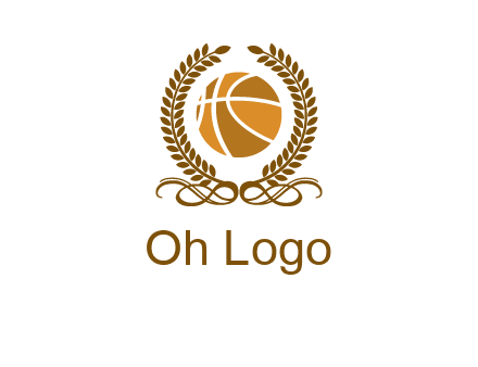 basketball inside a wreath logo