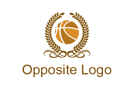 basketball inside a wreath logo
