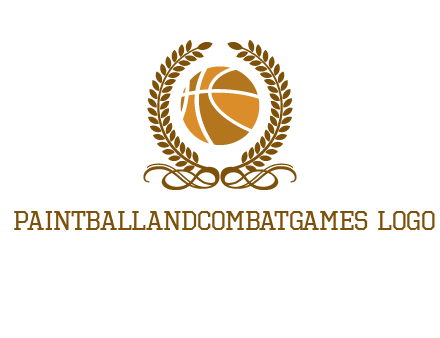 basketball inside a wreath logo