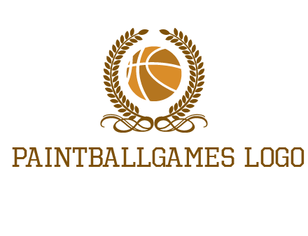 basketball inside a wreath logo