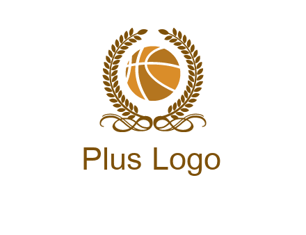 basketball inside a wreath logo