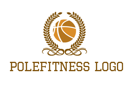 basketball inside a wreath logo