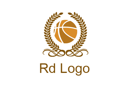 basketball inside a wreath logo