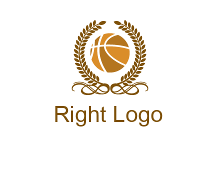 basketball inside a wreath logo