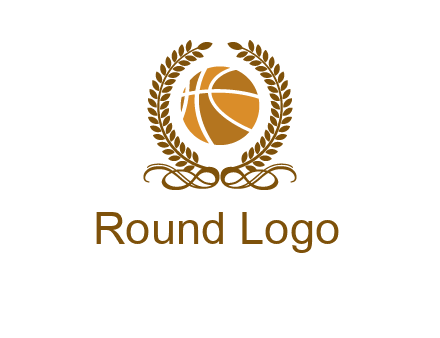 basketball inside a wreath logo