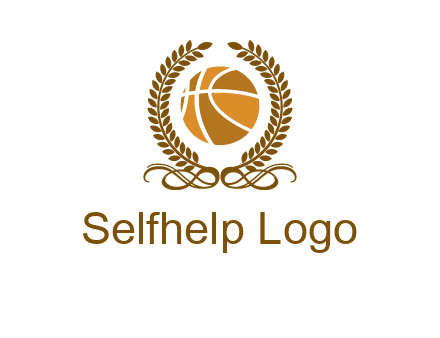 basketball inside a wreath logo