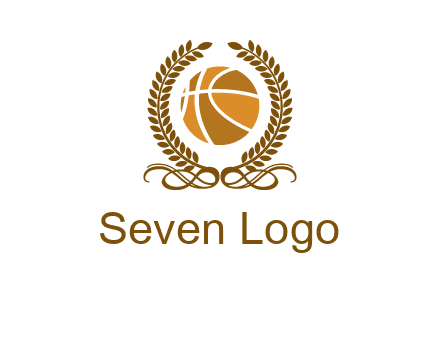 basketball inside a wreath logo
