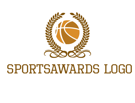 basketball inside a wreath logo