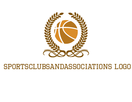 basketball inside a wreath logo