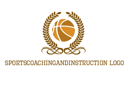basketball inside a wreath logo