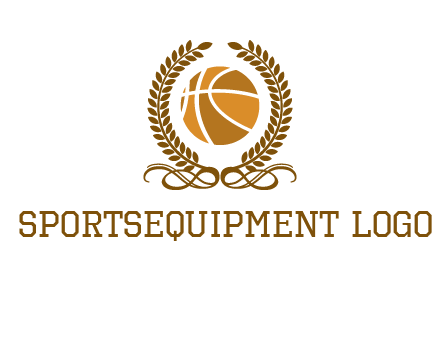 basketball inside a wreath logo