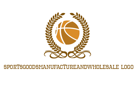 basketball inside a wreath logo
