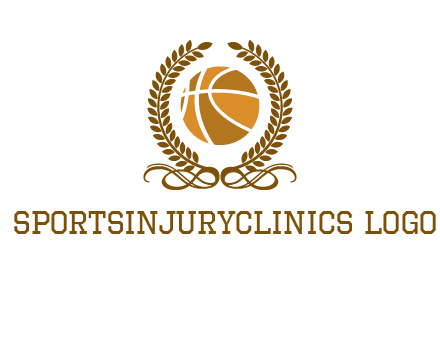 basketball inside a wreath logo