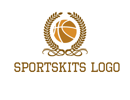 basketball inside a wreath logo