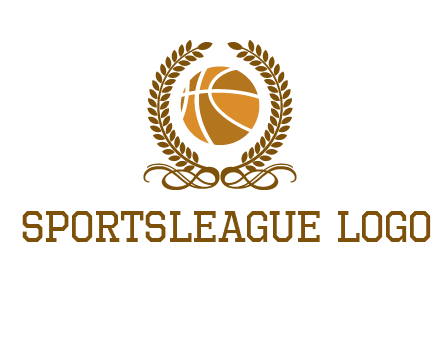 basketball inside a wreath logo