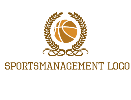 basketball inside a wreath logo