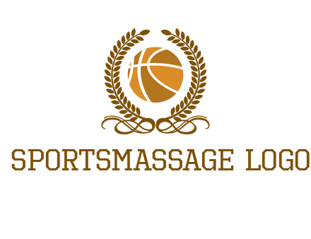 basketball inside a wreath logo