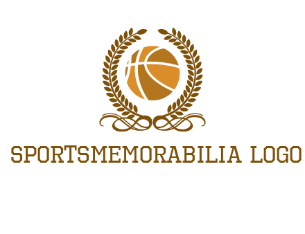 basketball inside a wreath logo