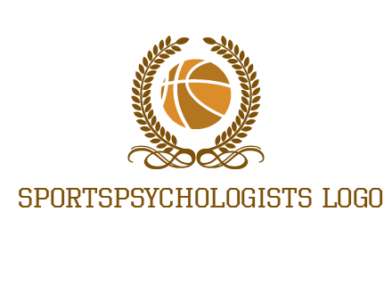 basketball inside a wreath logo