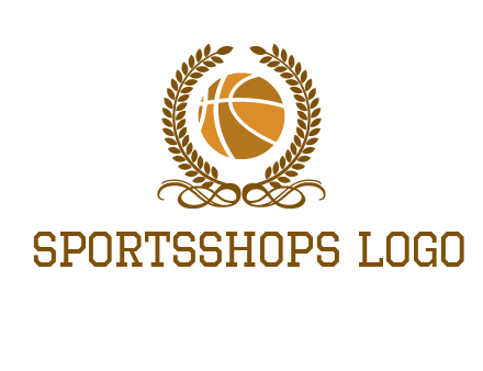 basketball inside a wreath logo