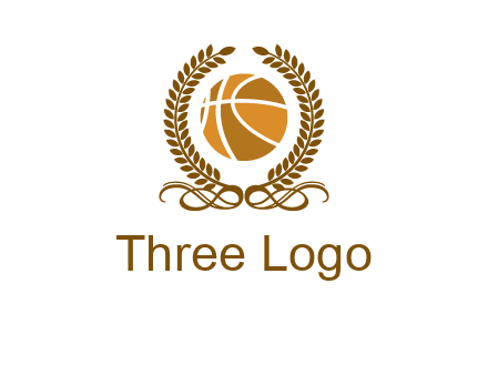 basketball inside a wreath logo