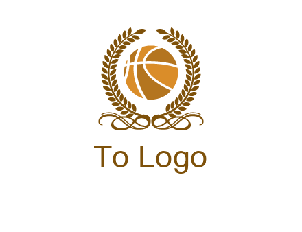 basketball inside a wreath logo