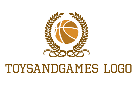 basketball inside a wreath logo