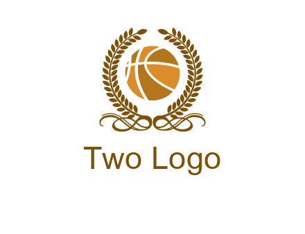 basketball inside a wreath logo