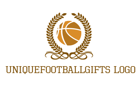 basketball inside a wreath logo