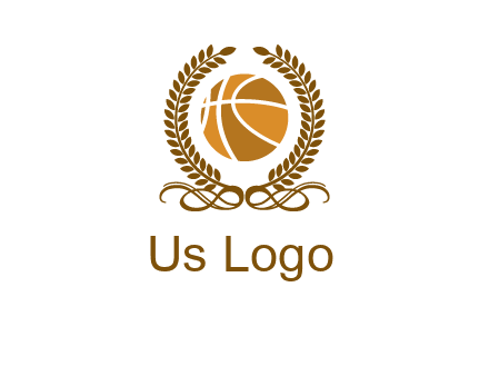 basketball inside a wreath logo