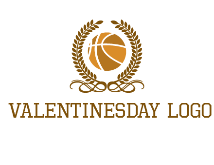 basketball inside a wreath logo