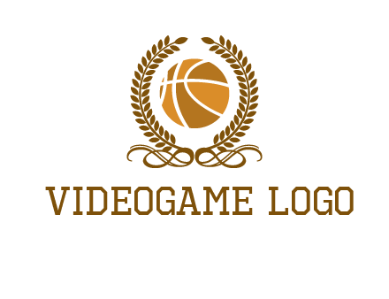 basketball inside a wreath logo