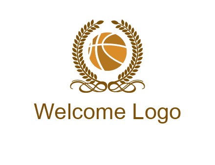 basketball inside a wreath logo