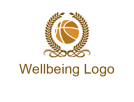 basketball inside a wreath logo