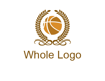 basketball inside a wreath logo