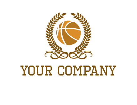 basketball inside a wreath logo