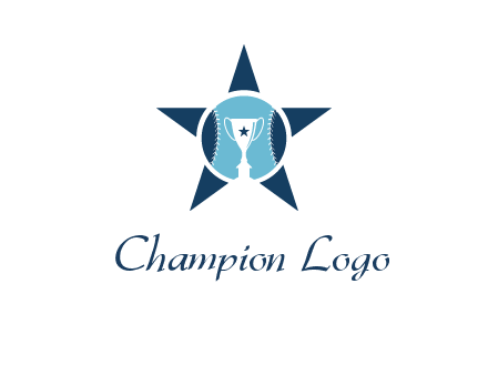 trophy or winning cup inside a baseball in a star logo
