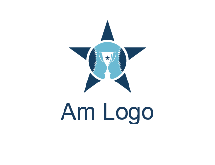 trophy or winning cup inside a baseball in a star logo