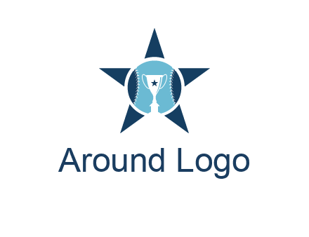 trophy or winning cup inside a baseball in a star logo