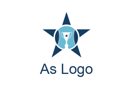 trophy or winning cup inside a baseball in a star logo