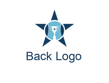 trophy or winning cup inside a baseball in a star logo
